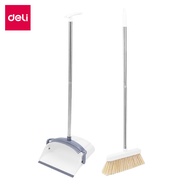 Deli ไม้กวาด ไม้กวาดพร้อมที่ตักขยะ พลาสติกหนาอย่างดี ชุดไม้กวาด ที่โกยผง น้ำหนักเบา มีตัวล็อคสำหรับจ