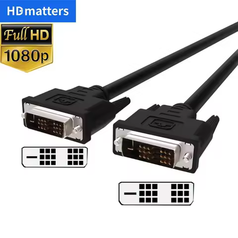 DVI Cable 1080P DVI Monitor Cable 18+1 Single Link DVI-D to DVI-D Cable Male to Male for Computer PC
