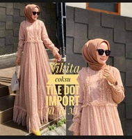 Gamis kondangan terbaru 2025 Gaun mewah bahan ceruty mix borkat dan tille Dress wanita muslimah Baju