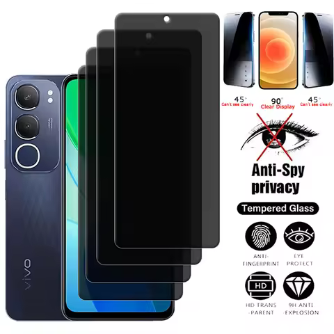 4Pcs For Vivo Y19S Glass Vivo Y19S Tempered Glass Phone Protective HD 9H Cover Glue Privacy Anti-Spy