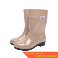 Woolen Cotton Rain Boots Rain Boots Waterproof Shoes Rubber Shoes Shoe Cover Half Tube Rubber Boots Female Mid-Calf Leng