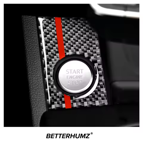 For Audi A4 B9 A5 2017- Carbon Fiber Engine Ignition Start Stop Button Panel Trim Stickers Car Inter