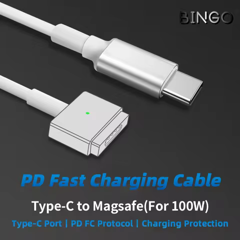 Type-C to Magsafe 1L / 2T Cable for MacBook Air/MacBook Pro 45W 60W 85W 12/13/15", Support PD Fast C