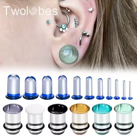 Twolobes 2PCS Pyrex Glass Stretching Kits Ear Gauges Plugs Comfy Expander Stretchers Piercing Hypoal