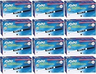 Expo 86001 Low Odor Dry Erase Marker, Black; Fine Tip, Quick-Drying Ink, 12 Packs of 12 Markers, 144