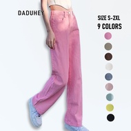 Daduhey baju raya 2024 Women's Straight Wide-Leg High-Waist Jeans - 9 Colours [Free Belt]