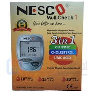 Nesco Multicheck 3in1 Alat Cek Gula Darah Kolesterol Asam Urat Tes GCU, Alat ukur gula darah asam urat cholestrol original