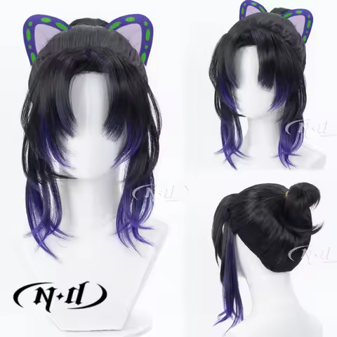 Brand ND Kocho Shinobu Kimetsuu Cosplay Wigs Hair Hairpiece for Comic-con Cosplayer Halloween Costum