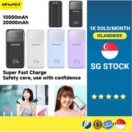 Awei P106K P107K 10000mAh 20000mAh Fast PD20W 22.5W Built In Cable Powerbank Built In Cable Power Ba