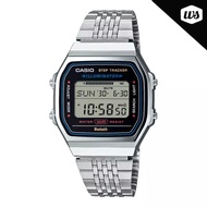 [Watchspree] Casio Digital Vintage Style Bluetooth® Step Tracker Stainless Steel Band Watch ABL100WE