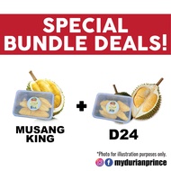 [SPECIAL BUNDLE DEALS C] Fresh Musang King Durian Pulp (250-300gram/box) + Fresh D24 Durian Pulp (25