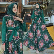 maxi dress premium wanita muslim Tiara moscrepe motif bunga busui