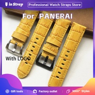 Apply To PANERAI LUMINOR PAM312 PAM111 24mm Yellow Alligator Grain Bamboo Pattern Genuine Calf Leath
