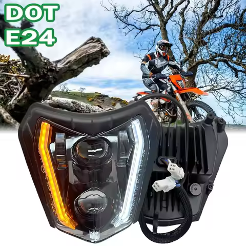 Motorcycle LED Headlight Hi/Lo with Amber Turn Signal For KTM 250 350 450 500 690 Enduro R SMCR Dirt