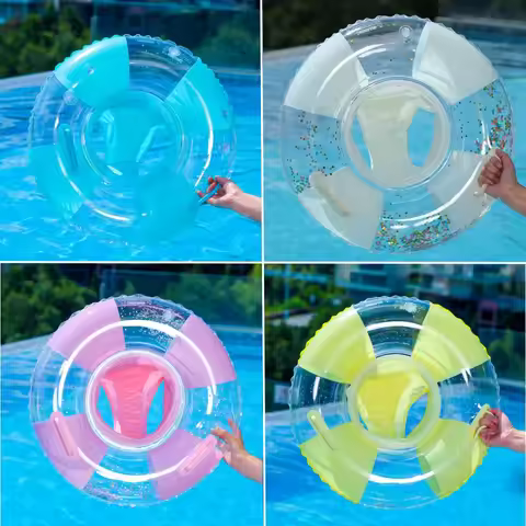 1Pcs Swim Tube Inflatable Pool Float Swim Rings ﻿With Handle Thicken Swim Pool Float Tube Summer Bea