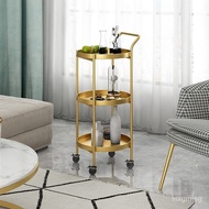 《Goods in stock》Trolley Rack Side Table Side Cabinet Corner Table Kitchen Sofa Removable Nordic Living Room with Wheels Modern Minimalist 1IOD