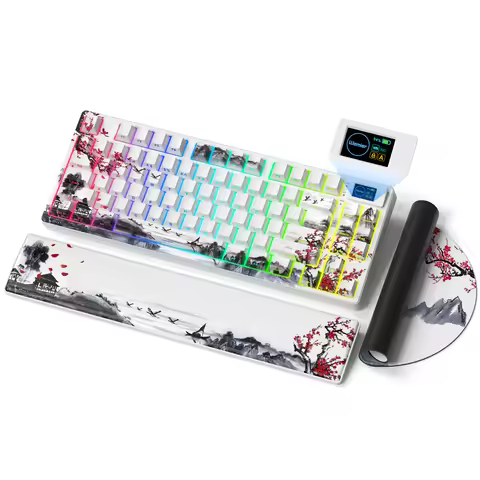 Womier SK80 PRO Red Plum Hot Swap Mechanical Keyboard 3-Modes Wireless Gasket RGB Gaming Keyboard wi