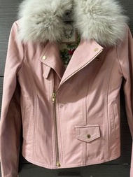 沙律 salad 粉紅色皮褸  超保暖 皮革粉色外套