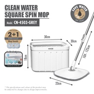 HOUZE - Spin Mop With Clean Dual Bucket System - Round | Square
