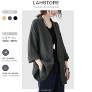 LAHSTORE women's thinJacket premium raw linen fabric with luxurious minimalist design (Moss Green, B