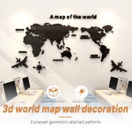 【Ready Stock】Office Stickers World Map Wall Decoration Acrylic 3D Solid Crystal Wall Sticker