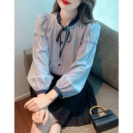 Bow Tie Shirt With Lantern Sleeves [G35]