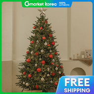 ต้นคริสตมาสพรีเมียม PE ตนสนขนาดใหญ่ ชุดเต็ม พร้อมไฟประดับและเครื่องประดับ สีแดง 120 ซม.