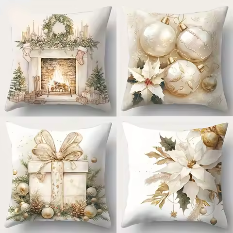 Christmas decoration pillowcase stove lamp ball gift pillow cover living room sofa cushion cover roo