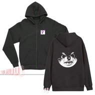 Taehyung Bangtan V Zipper Hoodie Logo Yeontan DB Dog Silhouette Box