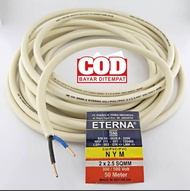 1 meter kabel listrik isi 2 dua putih tembaga  , kabel eterna NYM 2×2, 5 2,5 mm