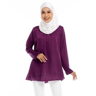 AQEELA Muslimah Classic Elegant Muslimah Blouse- Burgundy (qb139f-j)