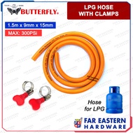 BUTTERFLY LPG Hose Fittings Connector w/ Clamps 3/8" 1.5 Meters LPGC-1.5M