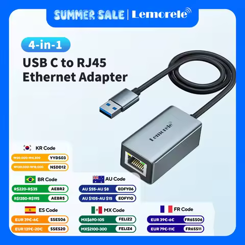 Lemorele TC48 USB Ethernet Adapter USB 3.0 Network Card for Macbook USB C to RJ45 Ethernet Adapter f