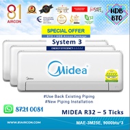 【MIDEA R32 5 Ticks】𝗙𝗥𝗘𝗘 WIFI Model ( 81Aircon ) System 3 Aircon