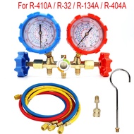 ALi Manifold Gauge R134a R32 R410a R22 R12 R404a Gas Meter + 3 Pcs Hose Aircond Penyaman Udara Keret