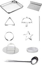 ABOOFAN Korean Dalgona Sugar Candy Making Tools Set, Squid Sugar Game Dalgonas Kit Round Triangle Umbrella Star Shaped Stainless Steel Cookie Cutters Biscuits Press Molds 7pcs