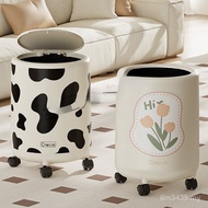 New Style Living Room Household Trash Can Light Luxury Large Size Toilet Neat Cover with Wheels High