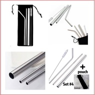 5in1 stainless metal straw Set Drinking Straws Stainless Steel Stirring+Brush+Bag