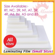 Laminating Film Small Size 150mic | Laminating Pouch | IC Name Card 2R 3R 4R A6 B6 A5 B5 | Plastic L
