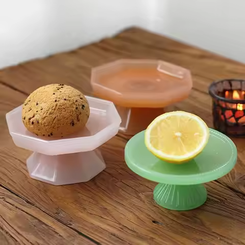 Jade Glass Goblet Tray Frosted Jade Glass Dessert Tray Retro Round Goblet Plate Fruit Storage Tray J