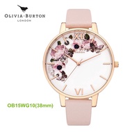 Original Olivia Burton นาฬิกาข้อมือสำหรับสตรีสีชมพูลายดอกไม้