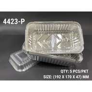 5Pcs 4423-P Aluminium Foil Tray with Lid / Foil Container / Rectangular Aluminium Tray [Ready Stock]