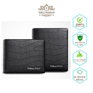 William Polo Genuine Premium Men's Wallet - Crocodile Embossed Full Grain Cowhide Wallet - EmQ Fashi