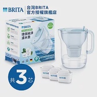 【德國BRITA】Style XL永續版純淨濾水壺+2入全效型濾芯(共3芯) 冰川藍3.6L1+2入全效型濾芯_共3芯