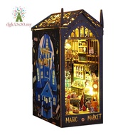 DIY Book Nook Miniature Kits for Adults, 3D Wooden Puzzle Miniature House Kit for Book Nook Shelf In