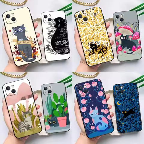 cute black cats For Huawei Nova 11 Pro 9 10 SE 7i 8i 11i 12i Y60 Y61 Y70 Y72 Y73 Y90 Y91 P30 P40 Lit