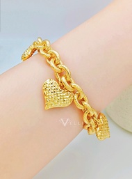 [VJ]NEW! Bracelet "Glamour Datin Dangle Full Love" 999.9 Bangkok Gold Plated MB140//BP159/BP110/BC11