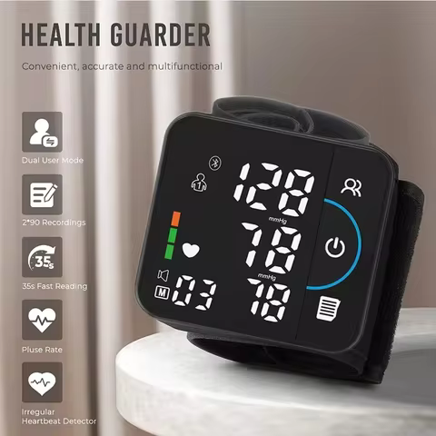 Wrist electronic blood pressure monitor charging Bluetooth English voice blood pressure monitor heal
