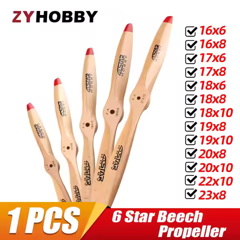 1 piece 6 Star 2 Blade Wooden RC Airplane Propeller 16x8 17x6 17x8 18x8 18x10 19x8 19x10 20x8 20x10 