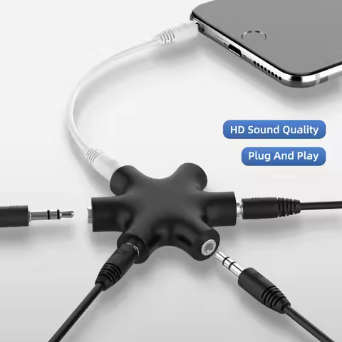 3.5mm Audio Aux Cable Splitter 1 Male to 5 Female Headphone Port 3.5 Jack Share Adapter for Tablet M